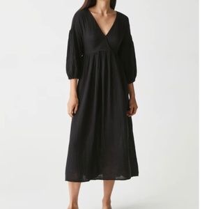 Michael Stars Isabella Gauze Midi Dress Black NWT Size Large